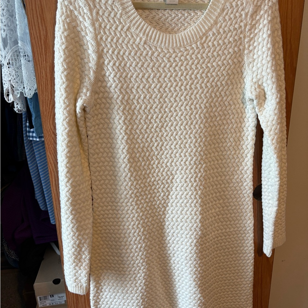 Design History White Textured Knit Sweater Dress